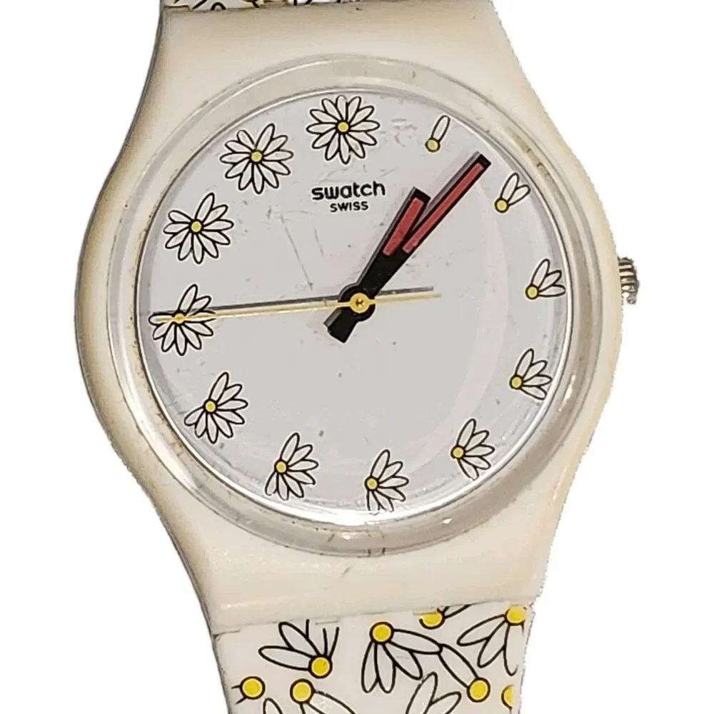 Vintage Swatch Pick Me GW174 Floral Daisy Swiss Watch Needs Battery